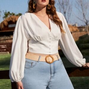 Bishop Sleeve Crop Blouse